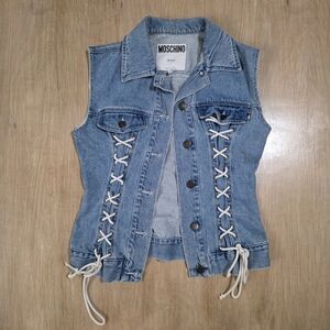 Moschino Jeans Lace-Up Denim Vest – Made in Italy – Women’s Size 40 / US 6